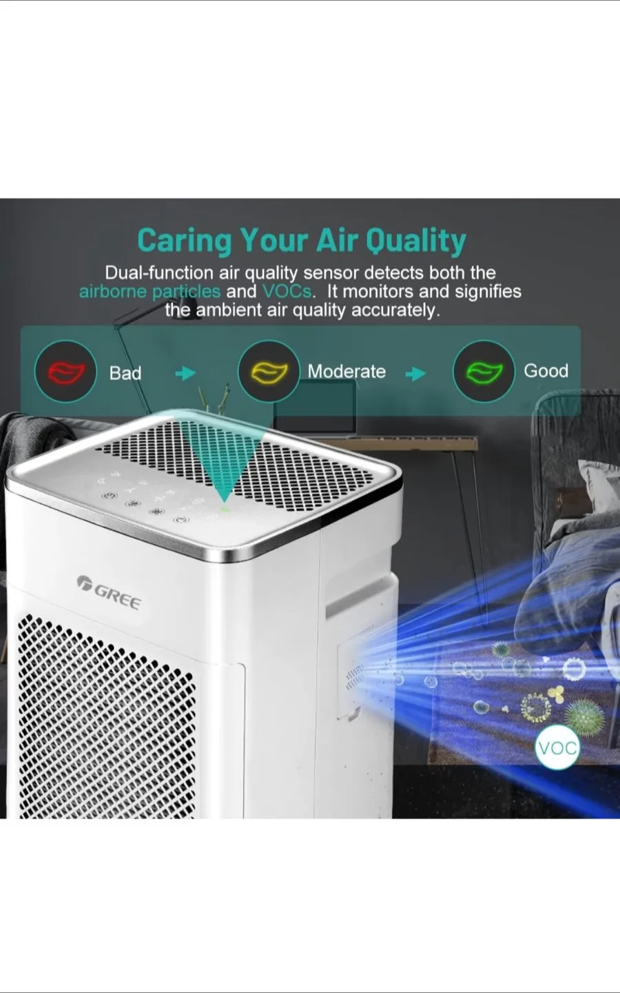 GREE Air Purifier with True HEPA Filter - 400 sq ft Coverage image indicator(4)
