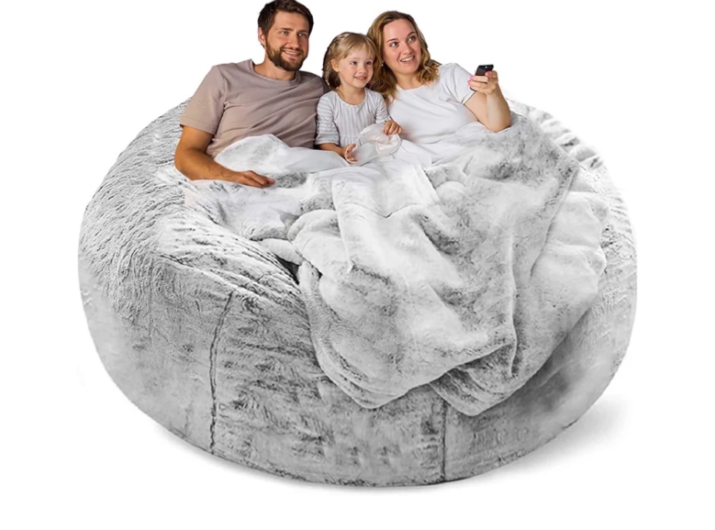Giant Plush Bean Bag Chair Cover - Grey - 6ft