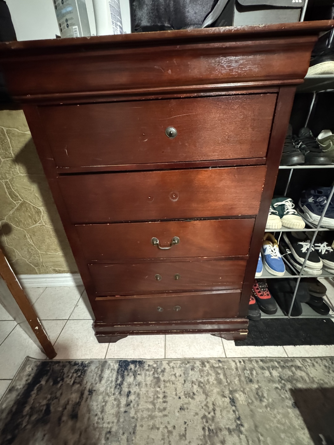 Five-drawer wooden dresser