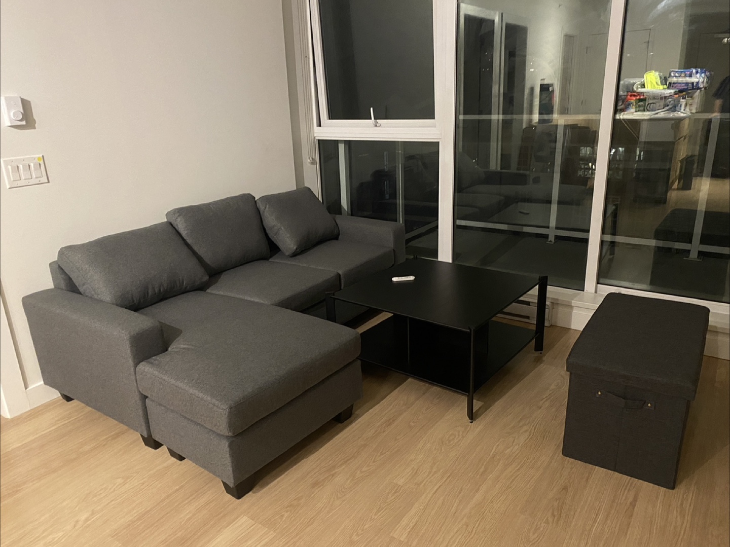Grey Sectional Sofa with Ottoman