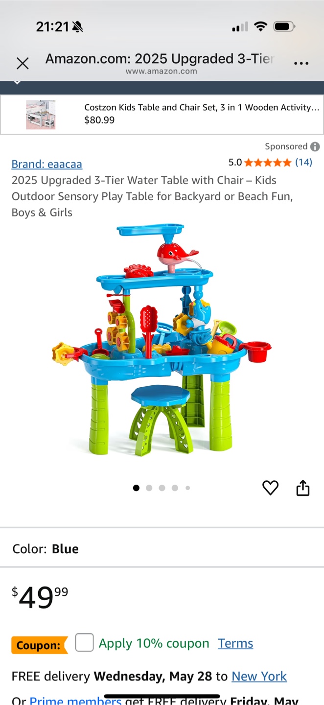 Eacaaca 3-Tier Water Table with Chair - photo 3