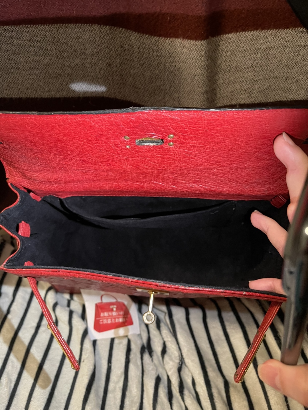 Vintage Red Ostrich Leather Handbag - photo 5