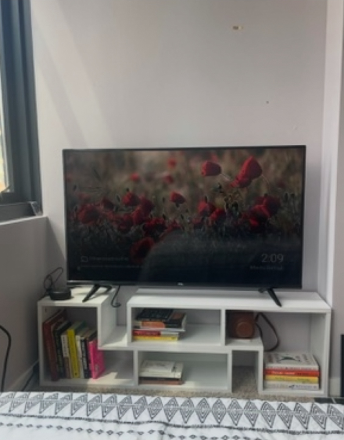 White TV Stand with Open Shelving - photo 2
