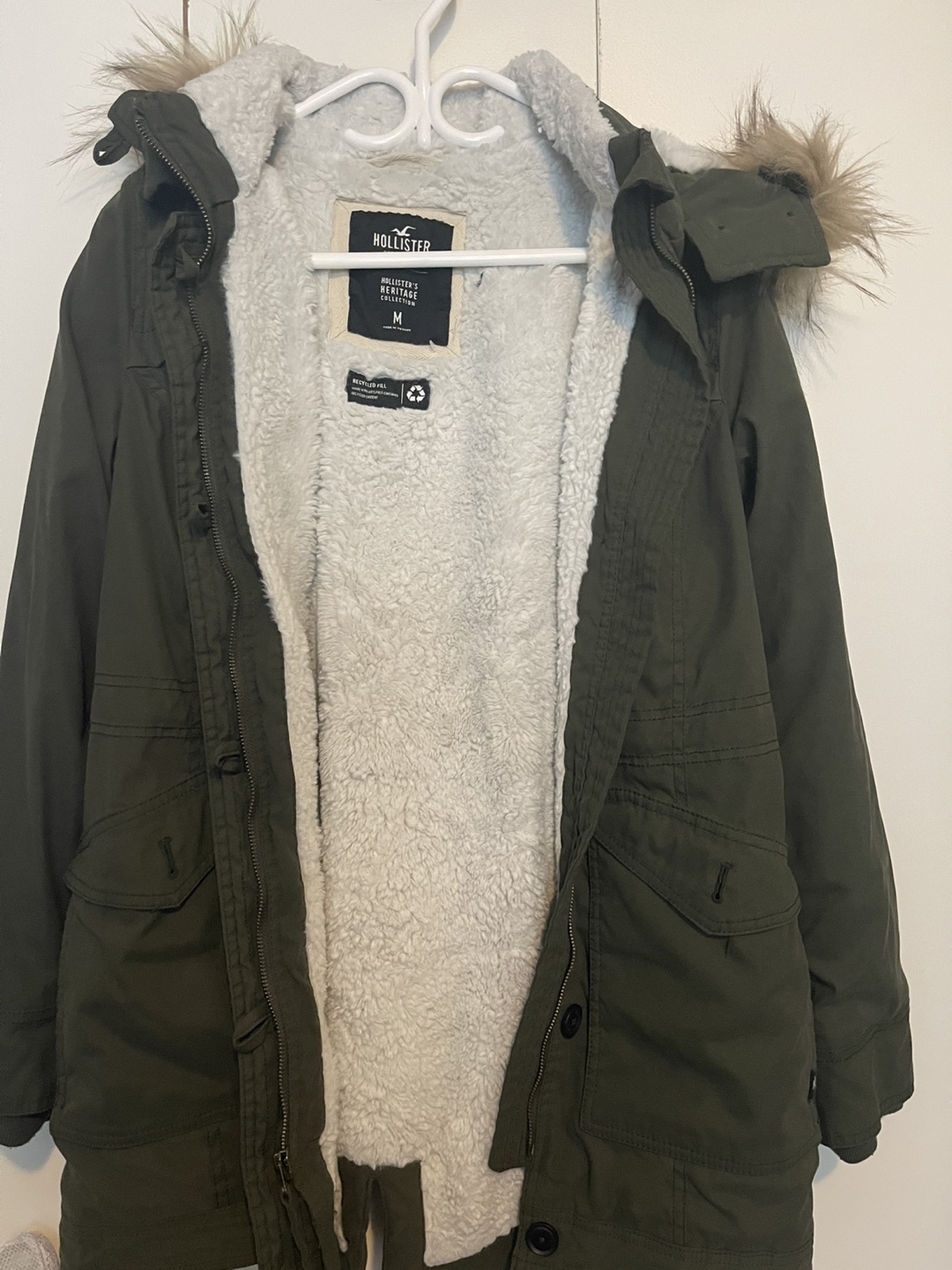 Hollister Co. Olive Green Parka Jacket Size M