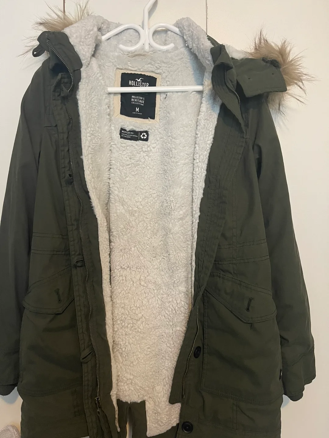 Hollister Co. Olive Green Parka Jacket Size M thumbnail