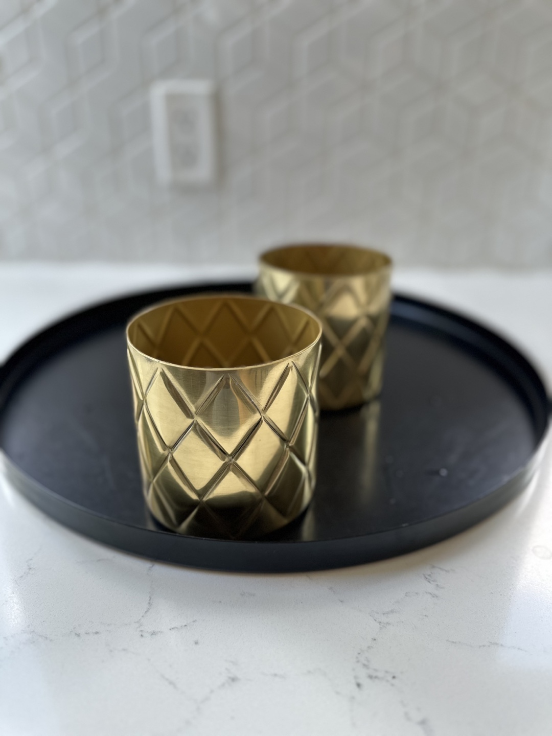 Pair of Gold Metal Planters - photo 3