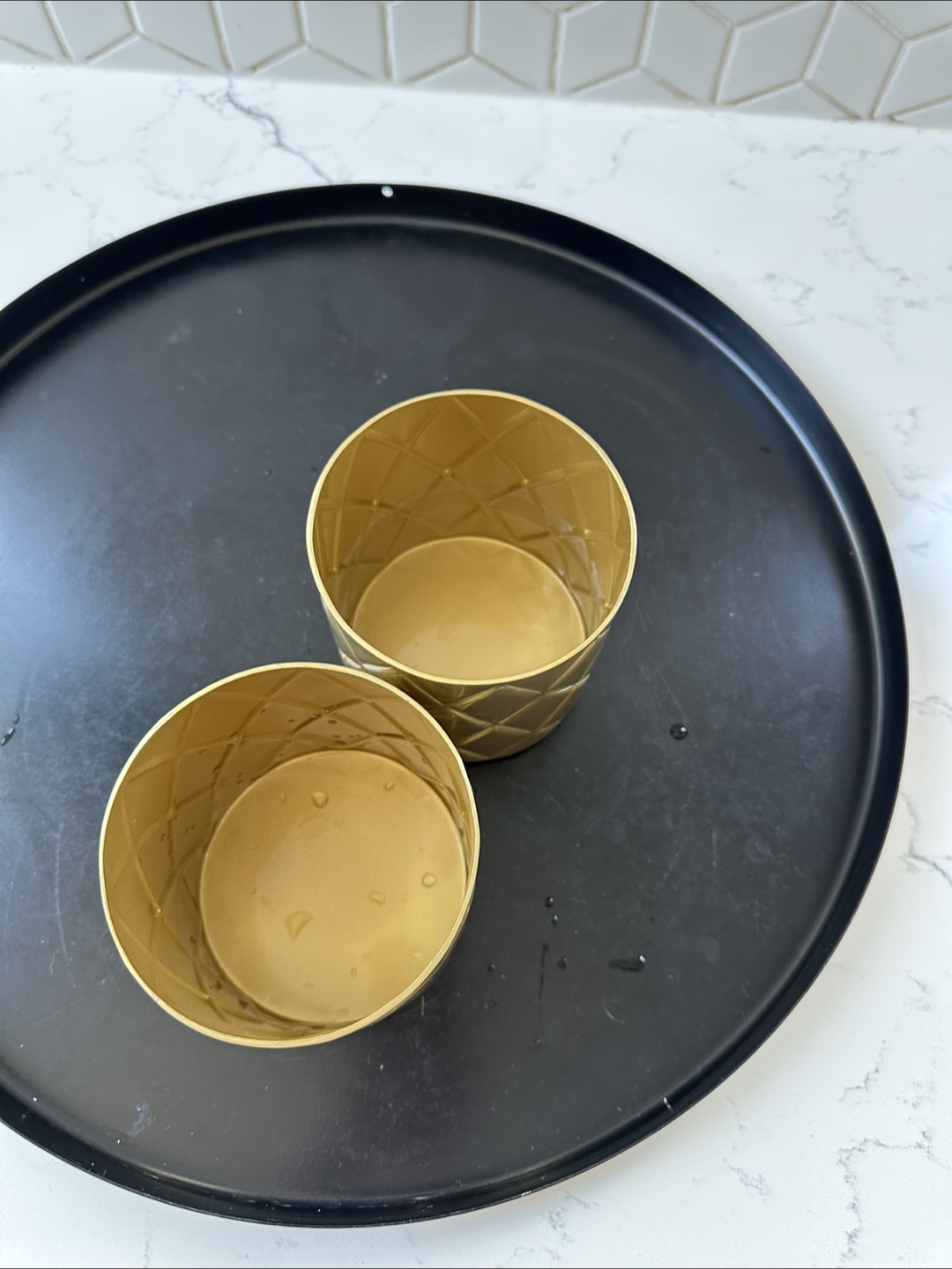 Pair of Gold Metal Planters - photo 2