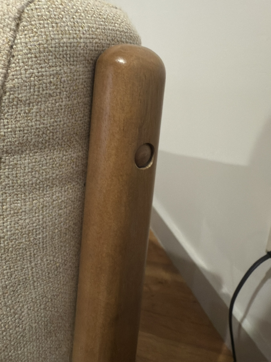 Mid-Century Modern Accent Chair - Beige Fabric & Natural Wood - photo 4