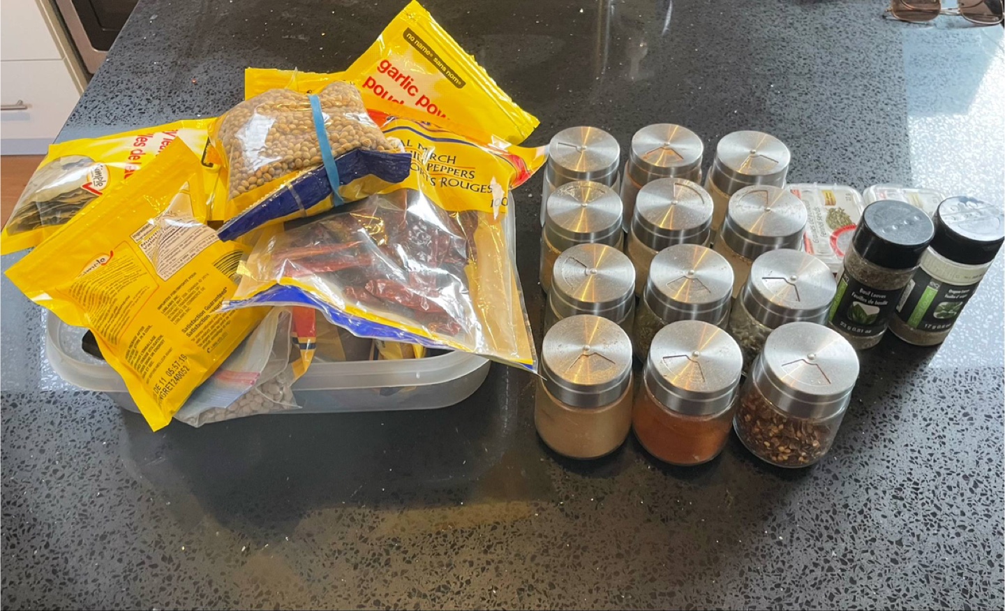 Glass Spice Jars and bulk spices