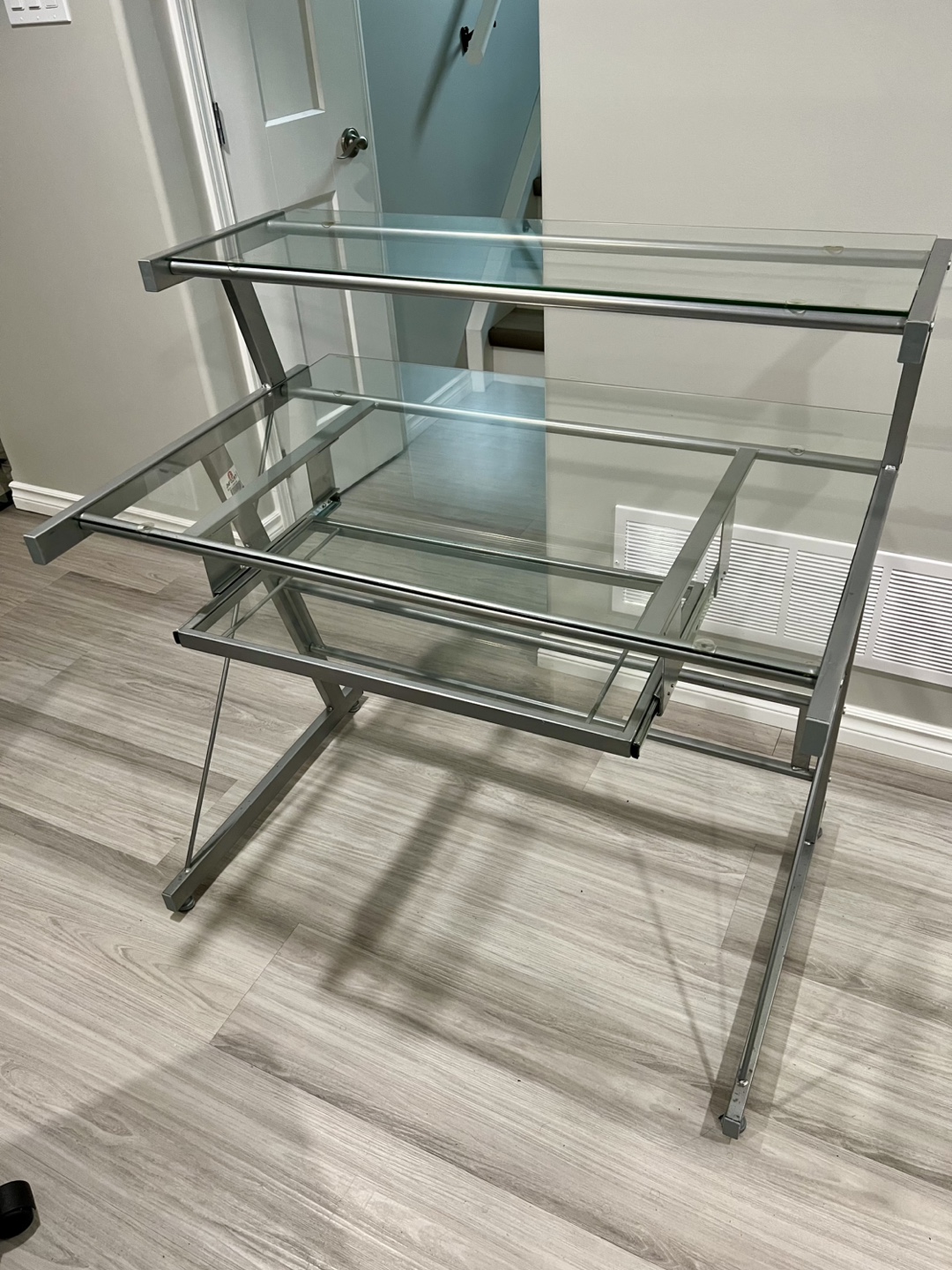 Glass Computer Desk with White Office Chair - photo 3