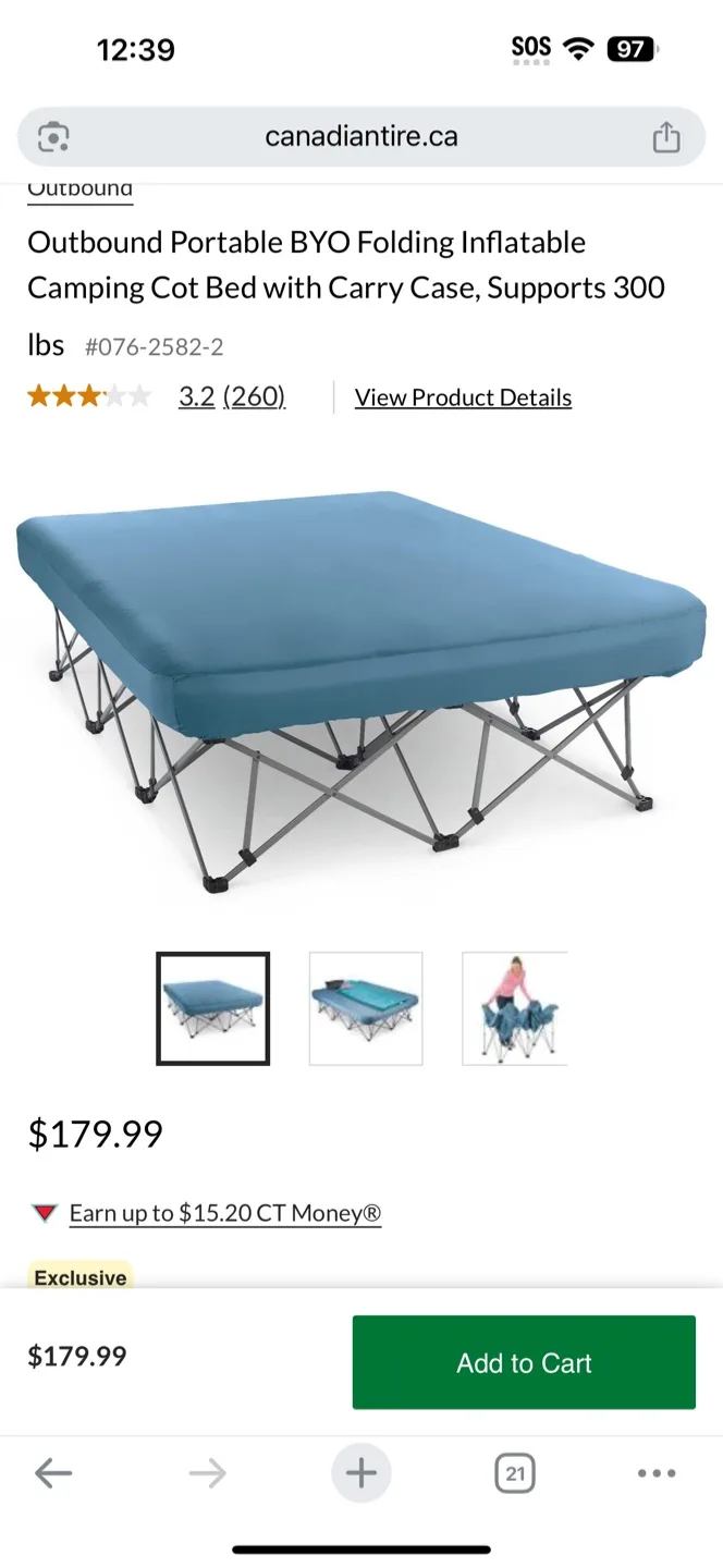 Outbound Portable Inflatable Camping Cot thumbnail