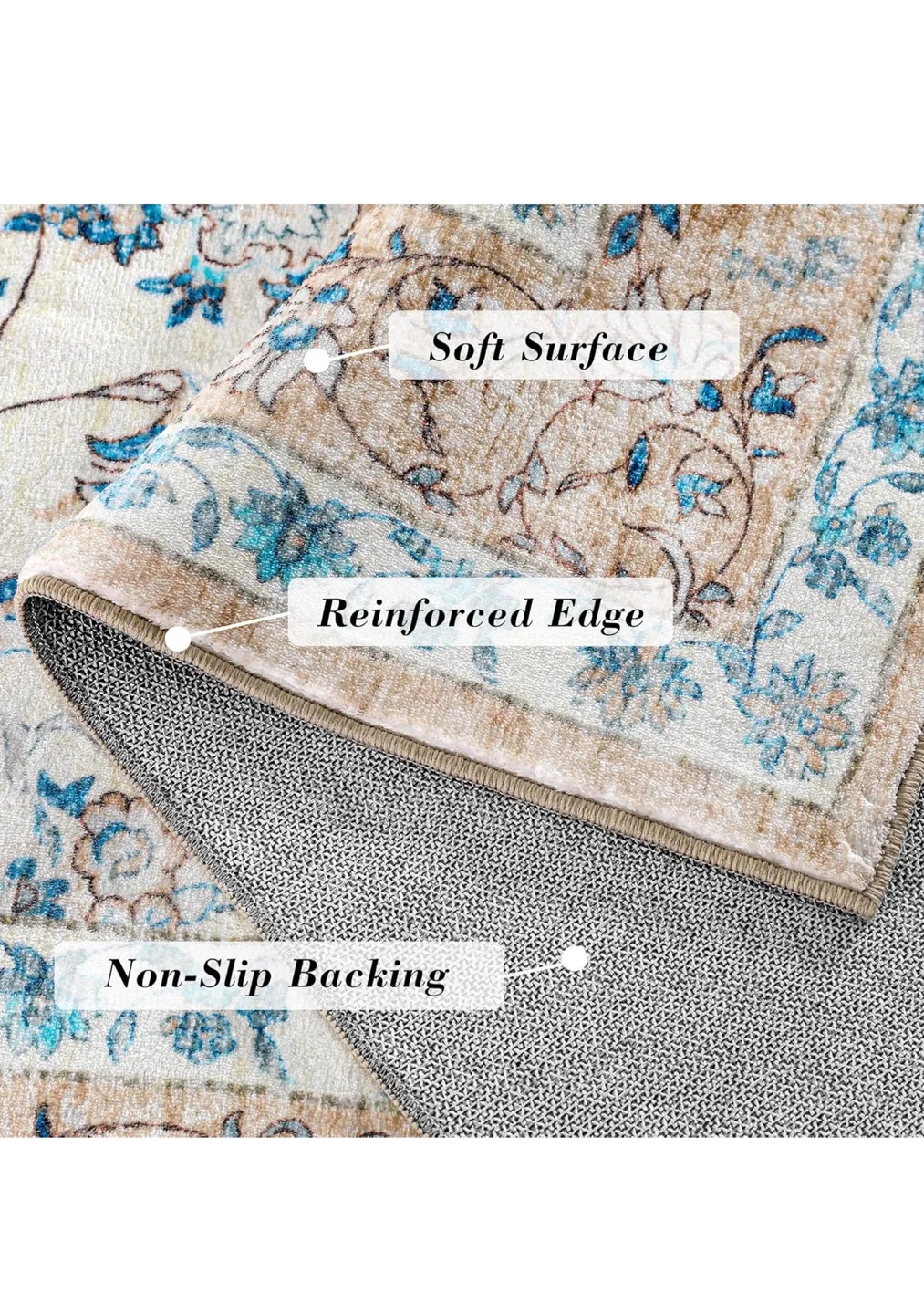 8x10 Area Rug Non Slip Carpet- Floral Pattern image indicator(5)