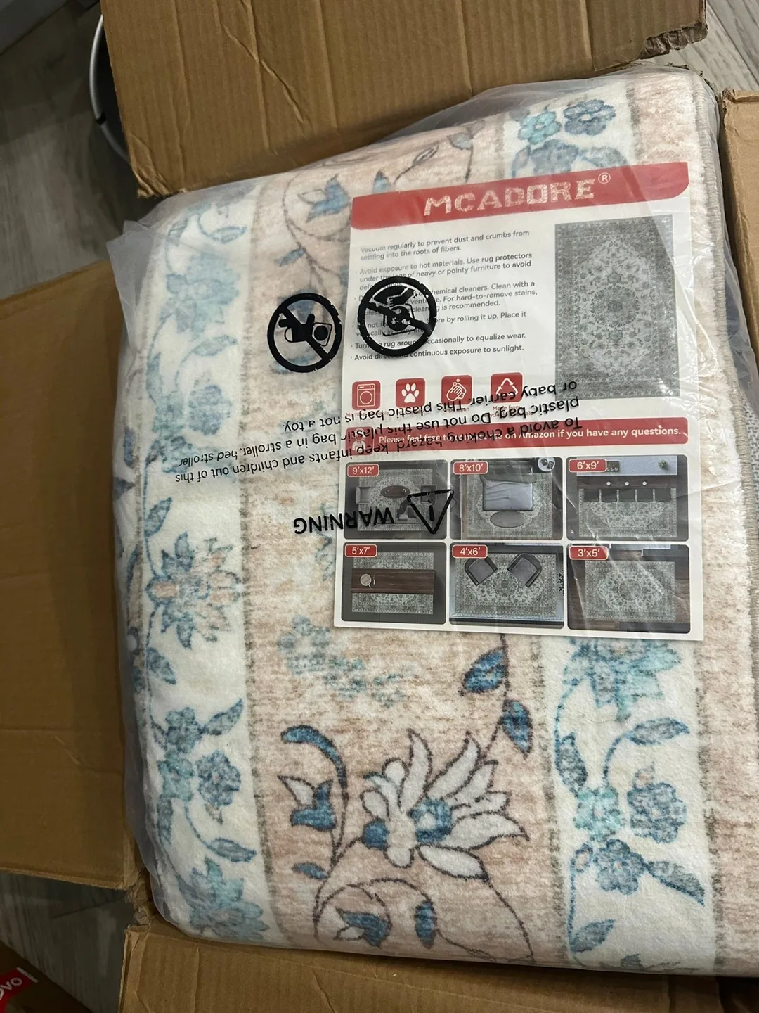 8x10 Area Rug Non Slip Carpet- Floral Pattern image indicator(3)