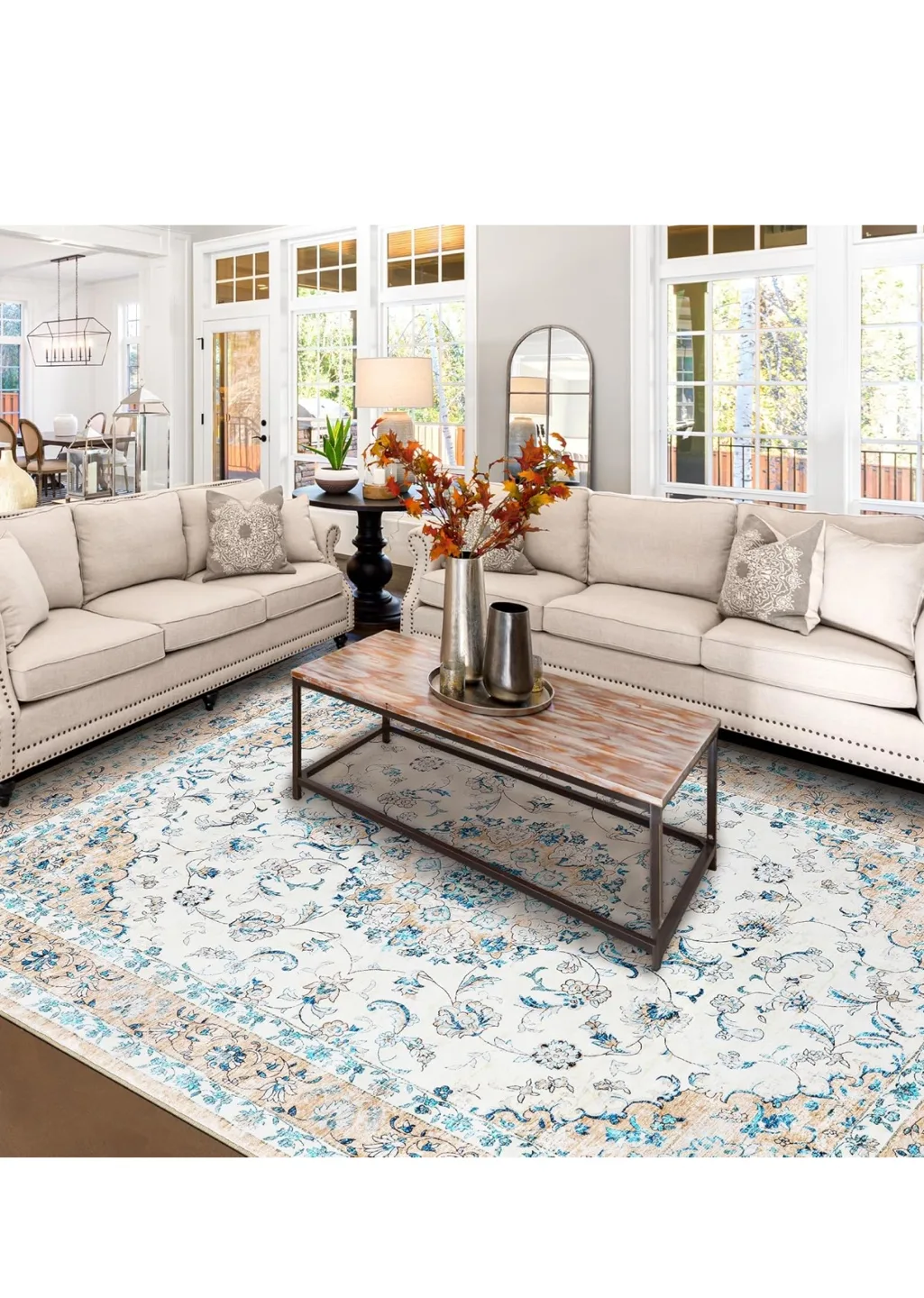 8x10 Area Rug Non Slip Carpet- Floral Pattern image indicator(2)