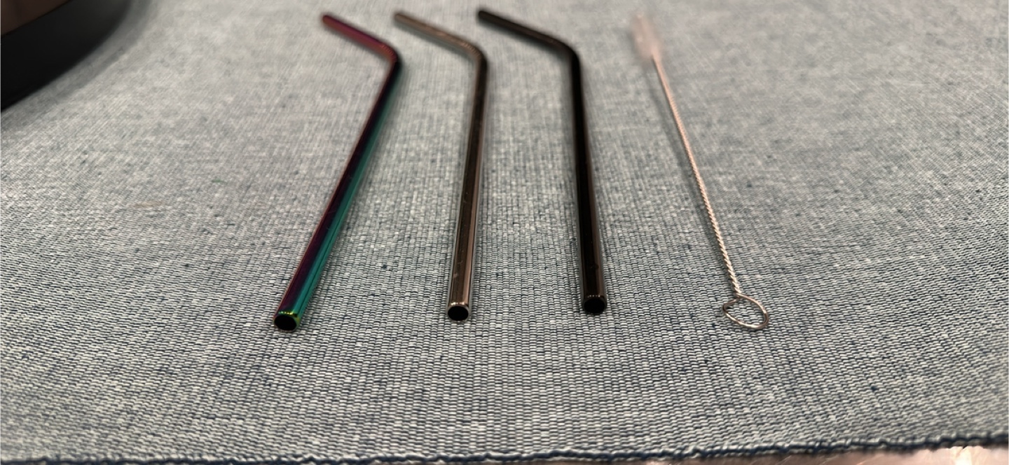 Reusable Metal Drinking Straws Set with Cleaning Brush - photo 2
