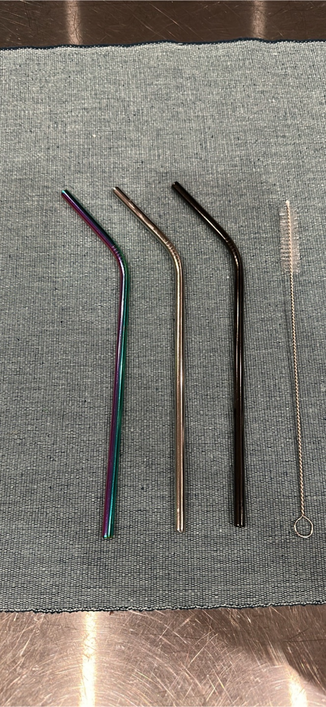 Reusable Metal Drinking Straws Set with Cleaning Brush