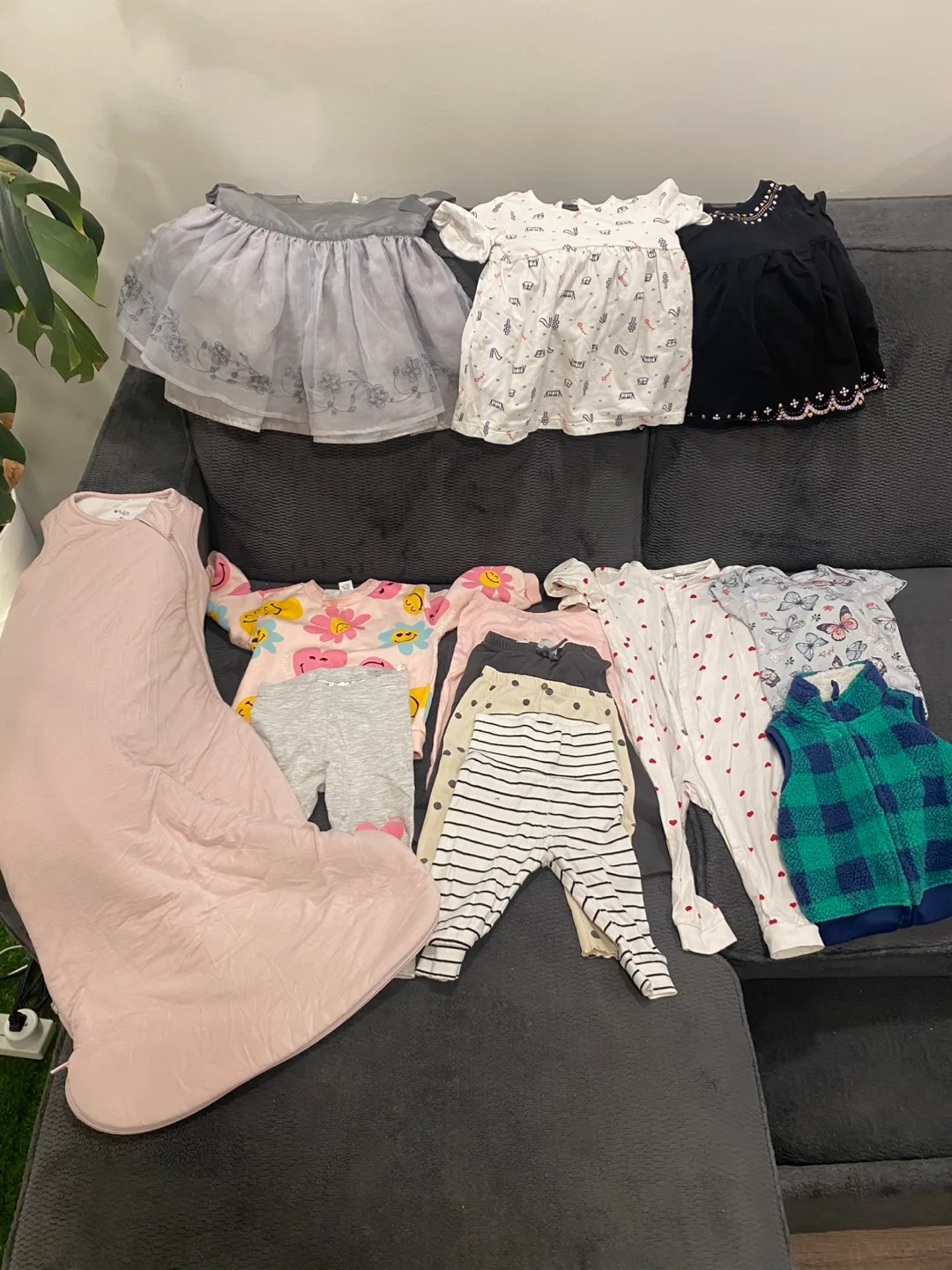 Baby Girl Clothes Bundle - Dresses, Sleep Sack, Leggings & More! thumbnail