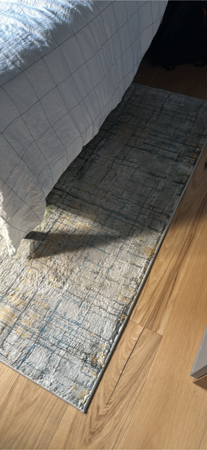 Abstract Grey, Blue and Gold Area Rug - photo 4