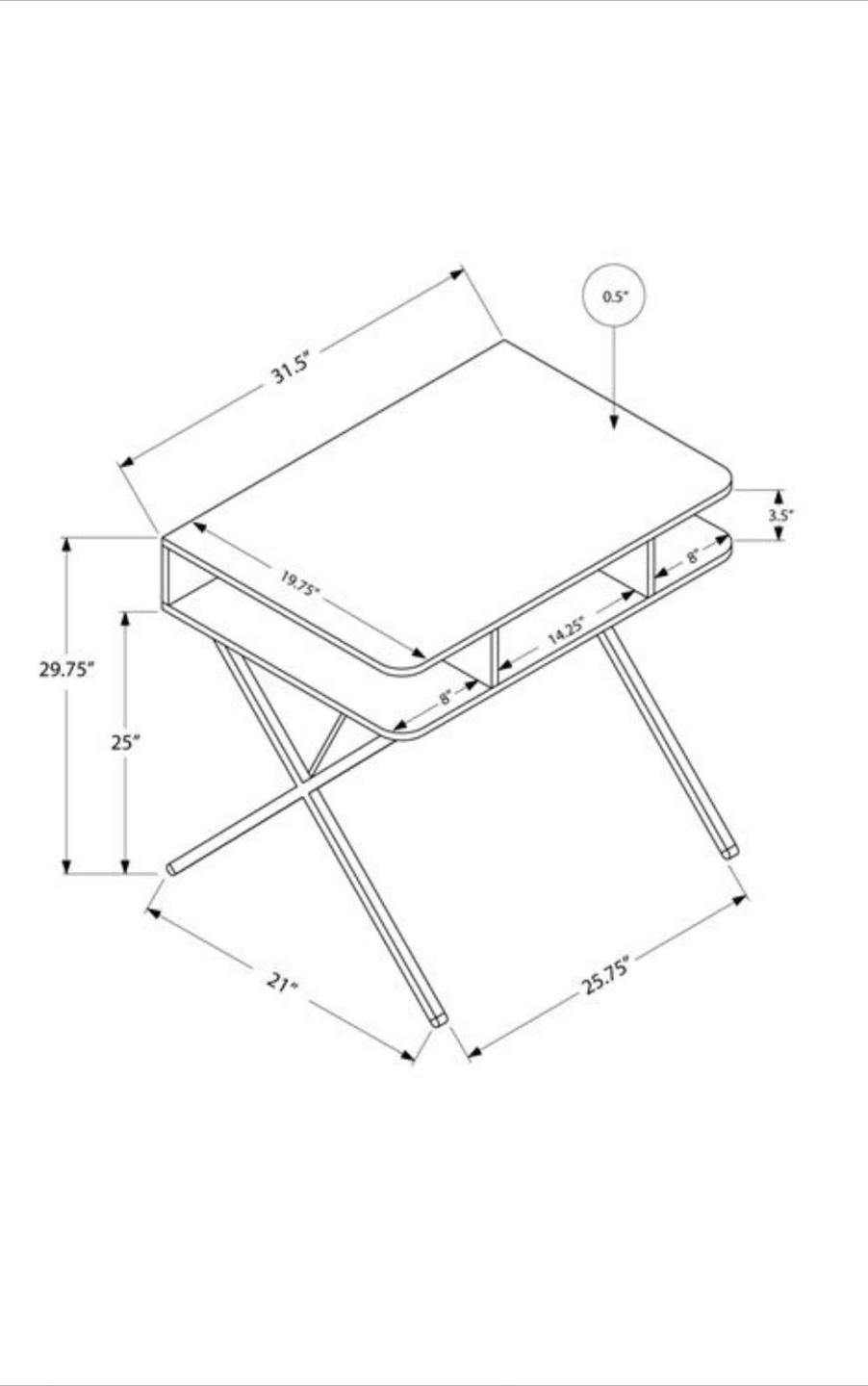 White Computer Desk with Metal Legs (Work/Study Table) - photo 4