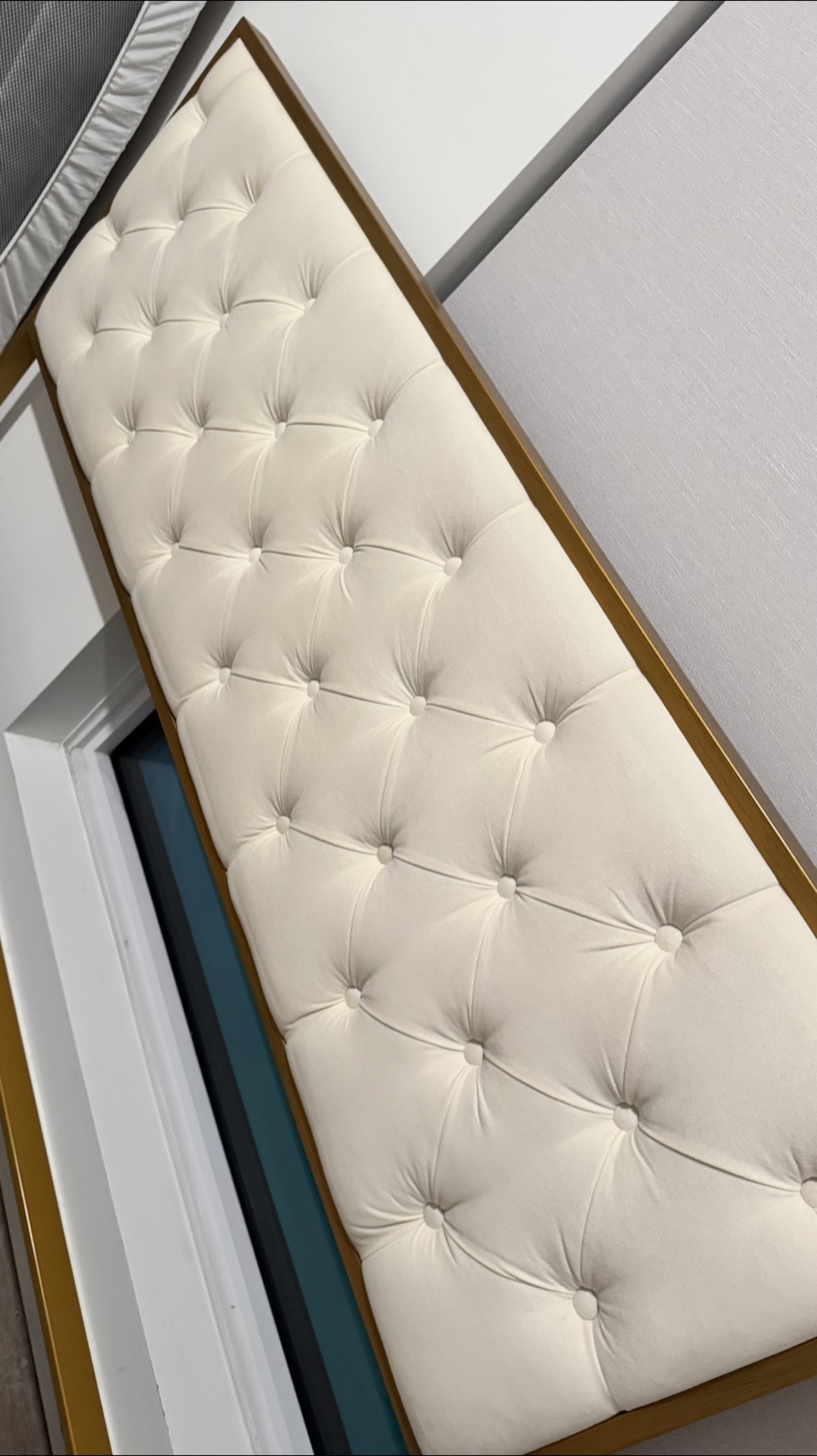 Queen Upholstered Bed Frame with Gold Accents - photo 4