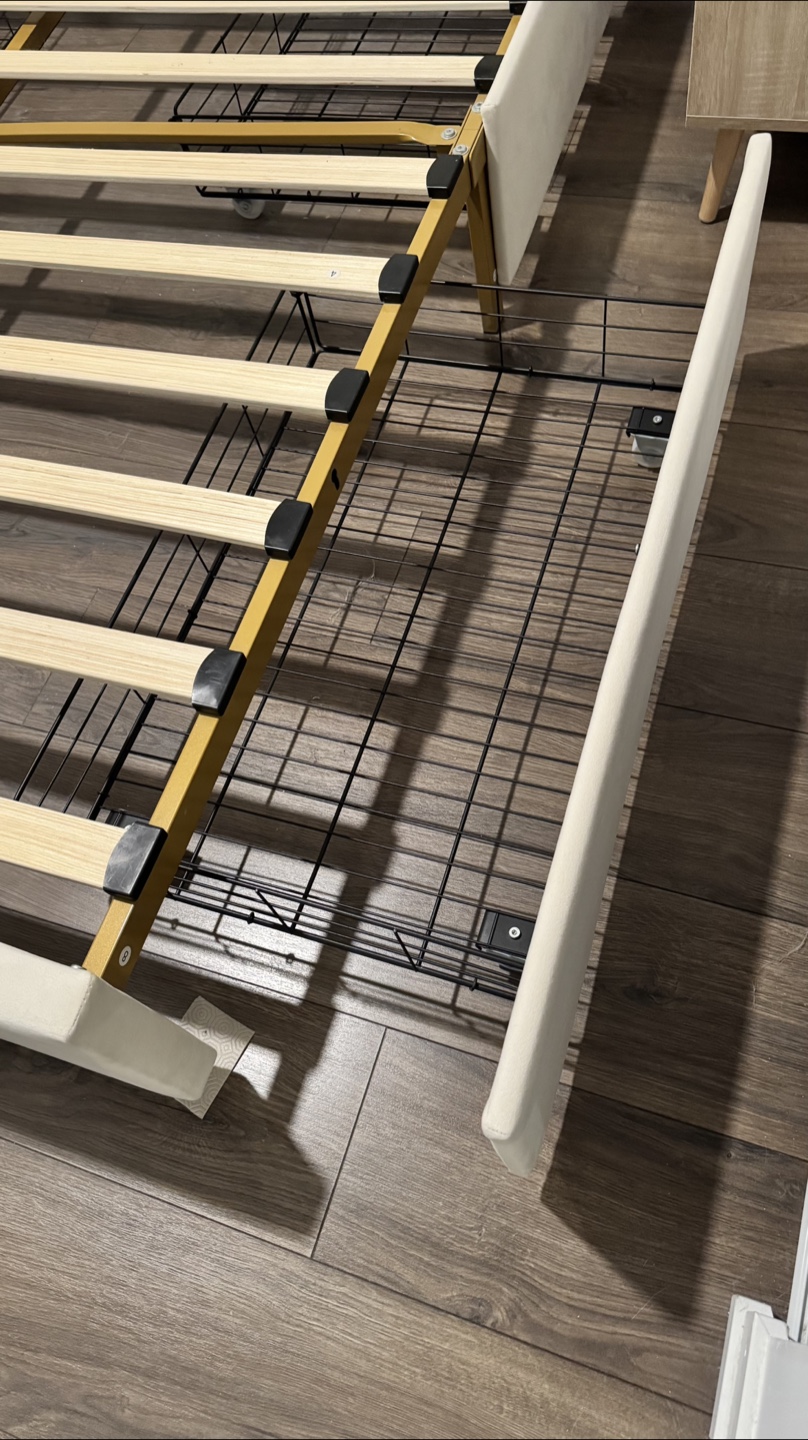 Queen Upholstered Bed Frame with Gold Accents - photo 3
