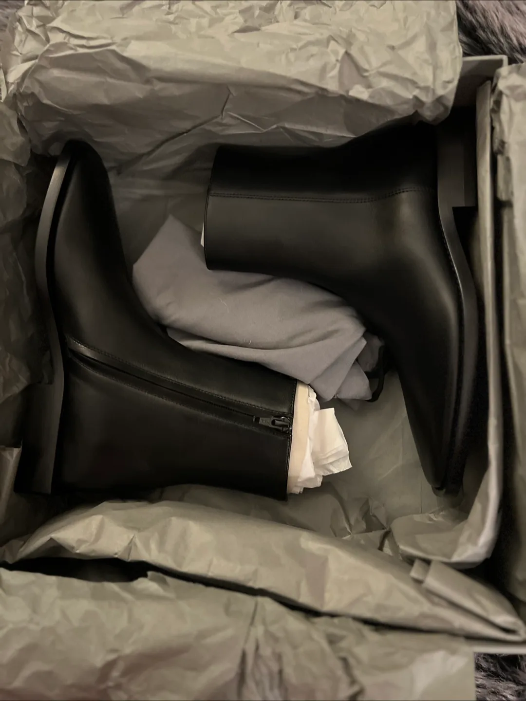 Balenciaga Black Leather Soft Rim Bootie. Size 38 image indicator(8)