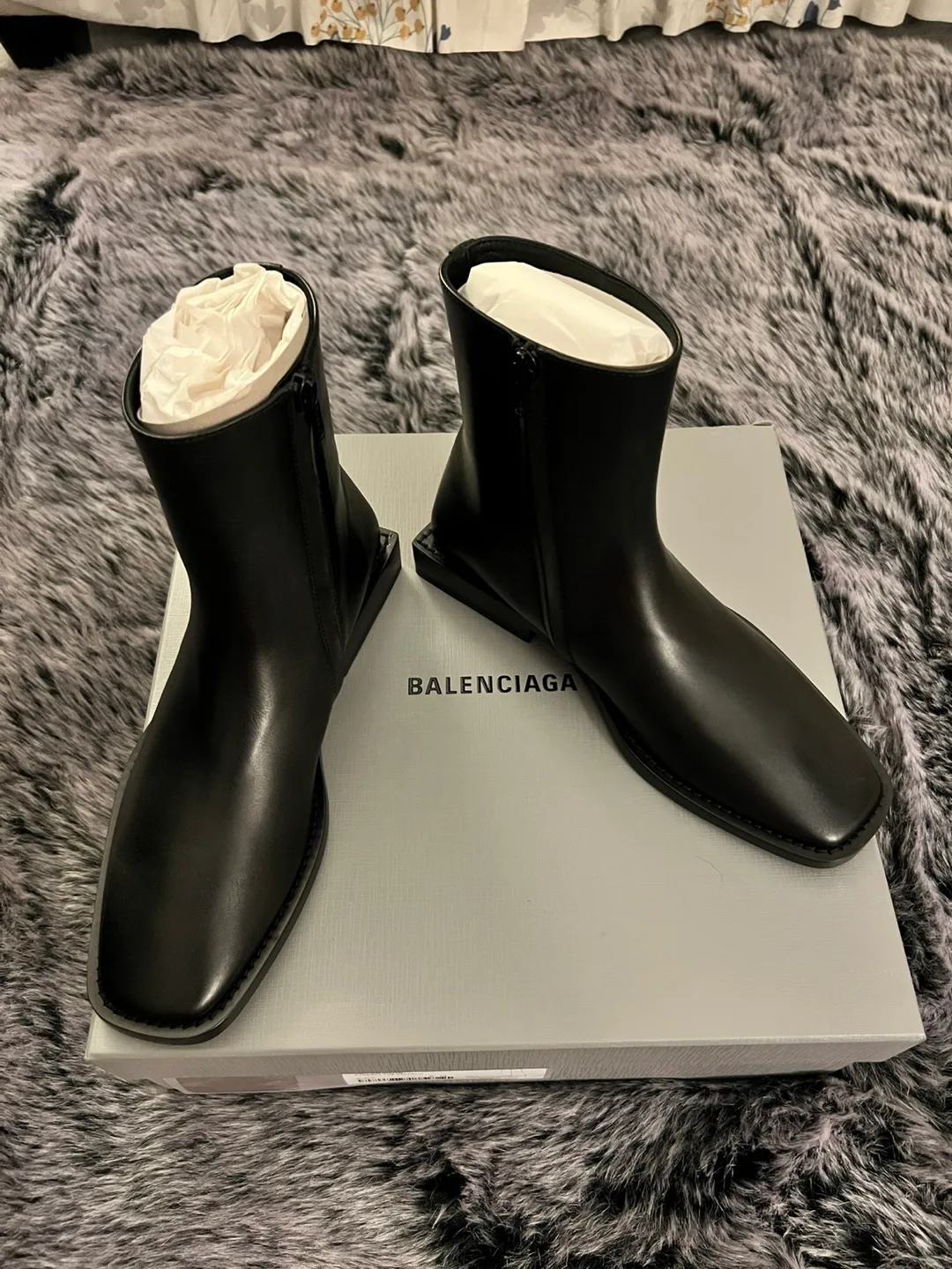Balenciaga Black Leather Soft Rim Bootie. Size 38 image indicator(7)