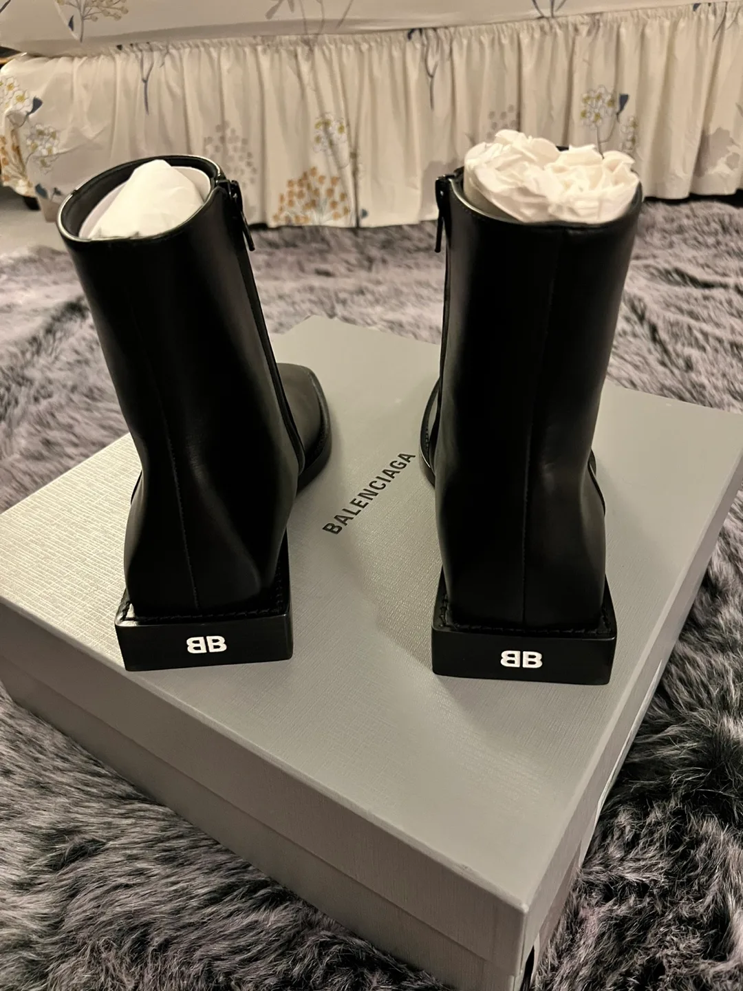 Balenciaga Black Leather Soft Rim Bootie. Size 38 image indicator(6)