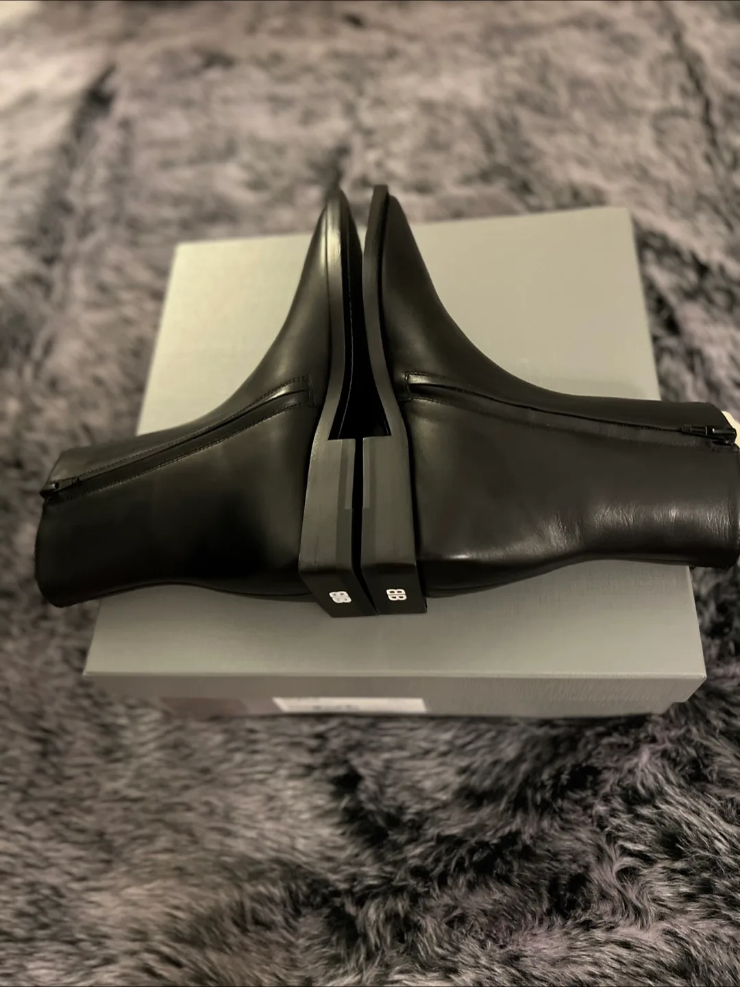 Balenciaga Black Leather Soft Rim Bootie. Size 38 image indicator(4)