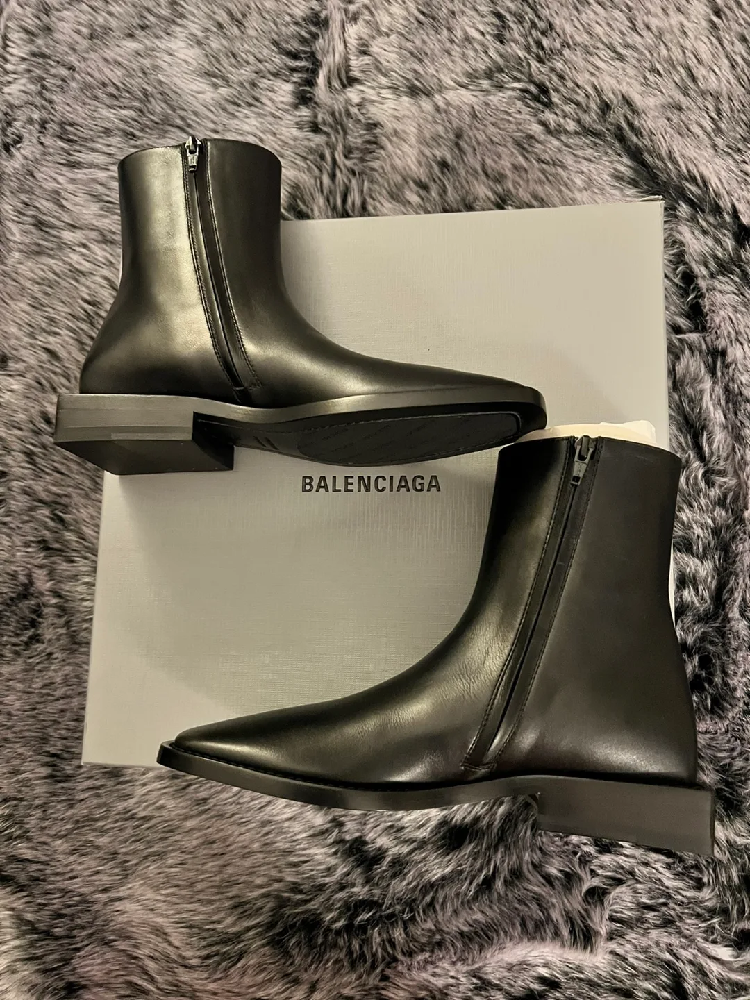 Balenciaga Black Leather Soft Rim Bootie. Size 38 image indicator(2)