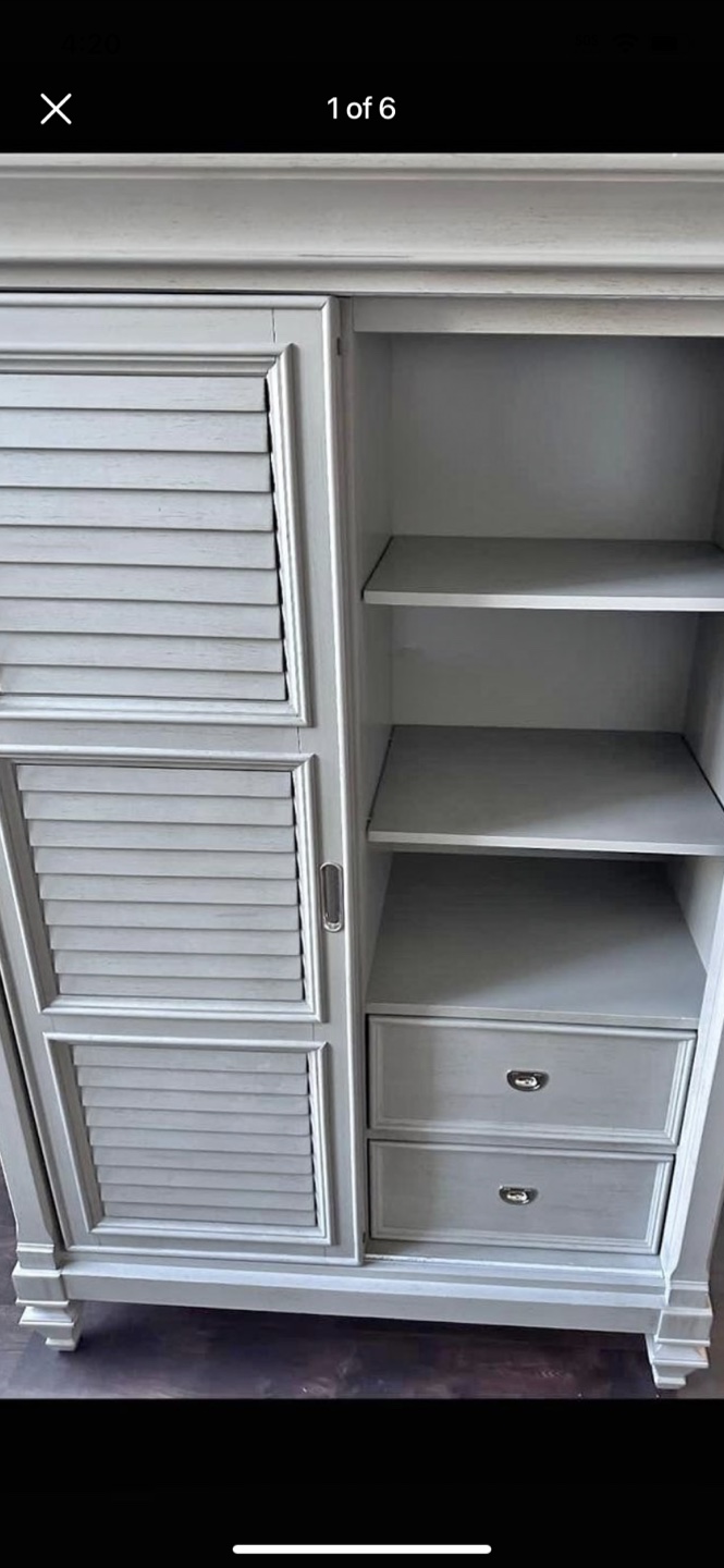 Gray Wooden Armoire with Drawers - photo 2