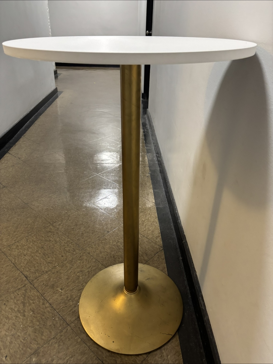White and Gold Round Accent Table