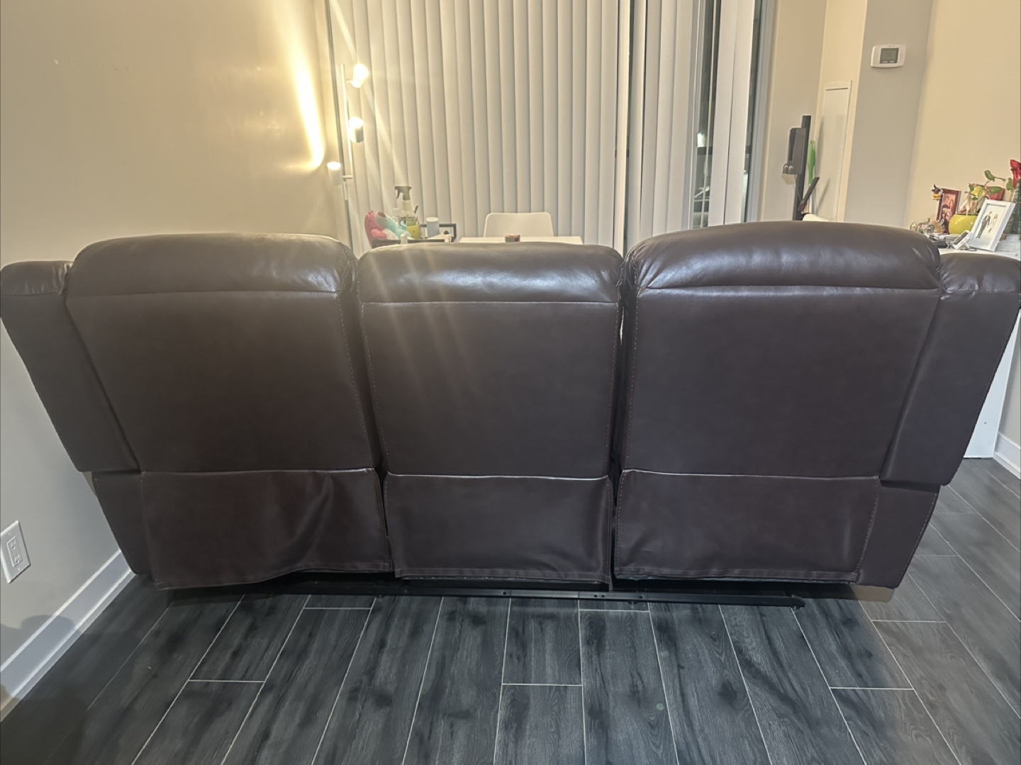 Brown Leather Reclining Sofa - photo 5