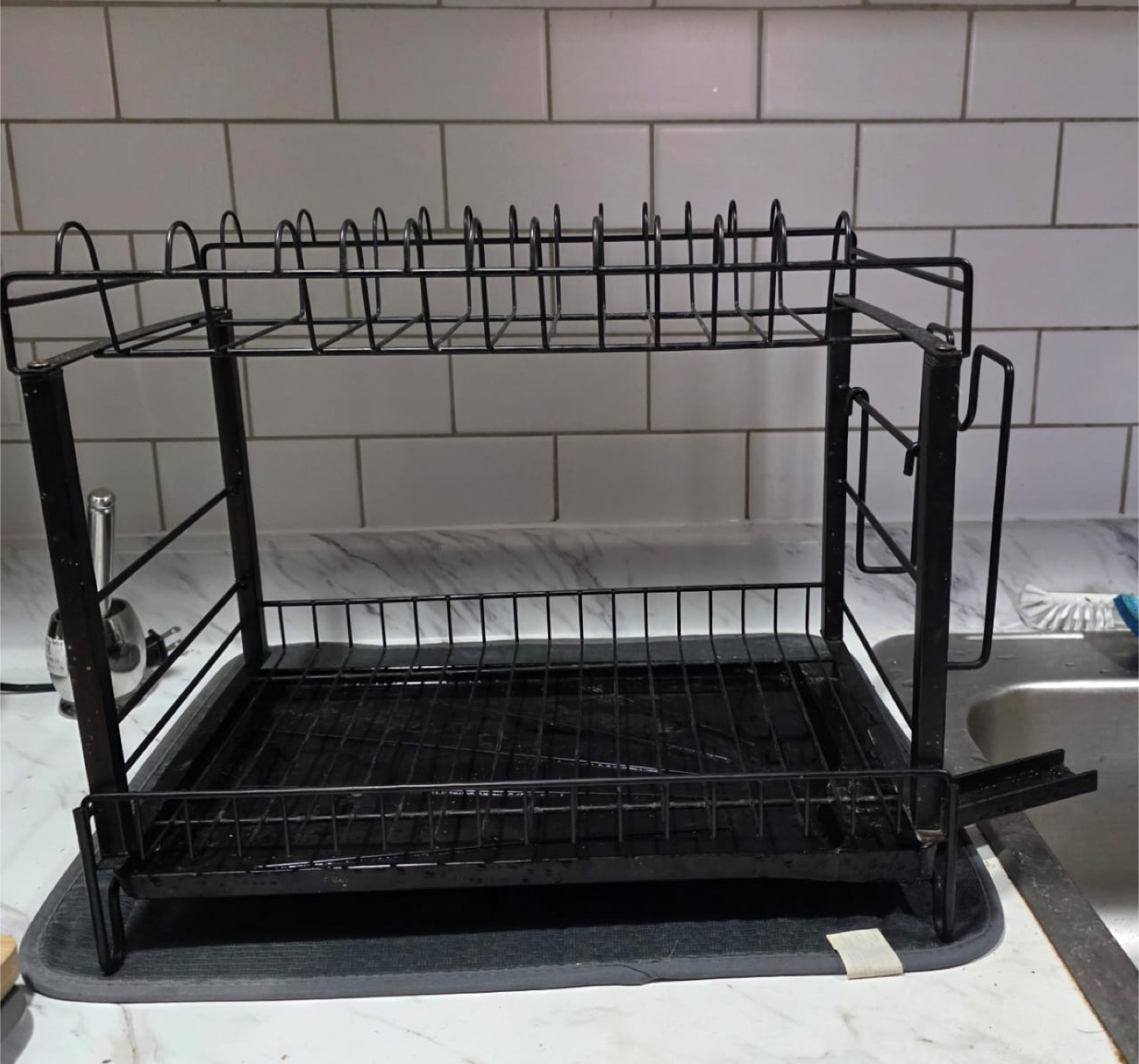 Two-Tier Black Dish Drying Rack