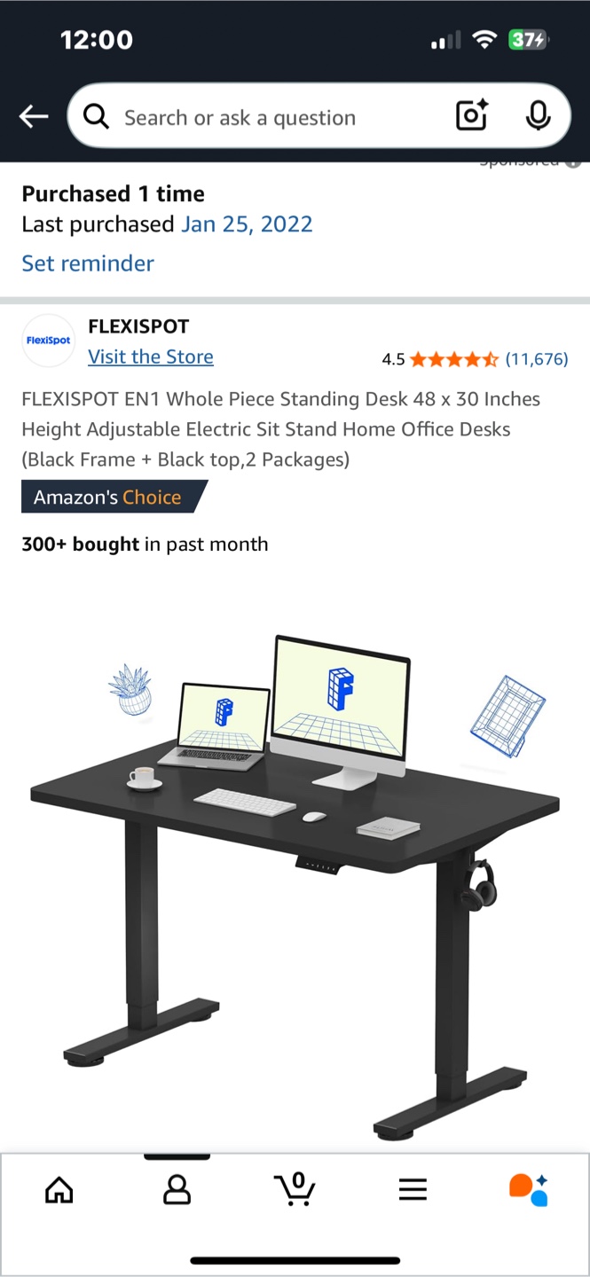 (Used) FLEXISPOT Electric Standing Desk - 48x30