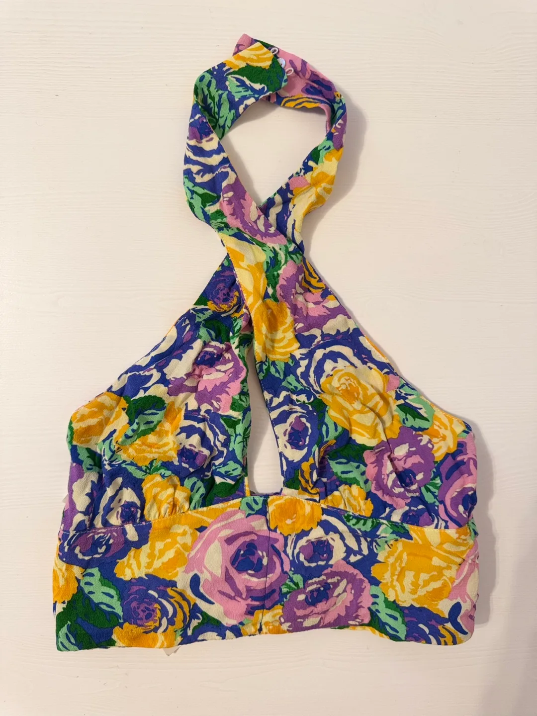 Zara Floral Halter Neck Crop Top thumbnail