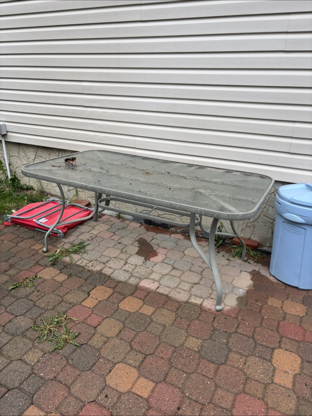 Metal Patio Table with Glass Top