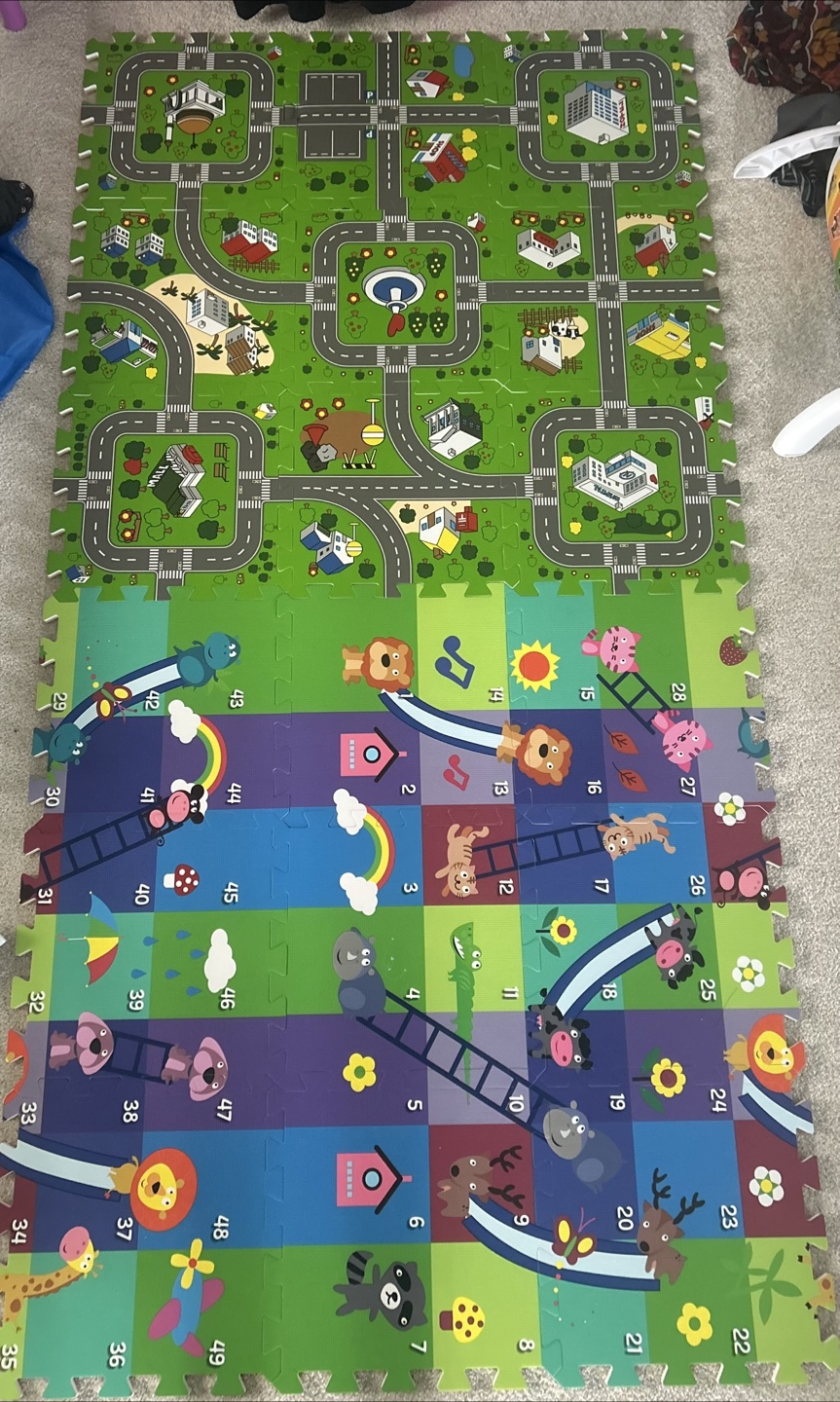 Kids Play Mat, Double Sided, Foam Puzzle Tiles