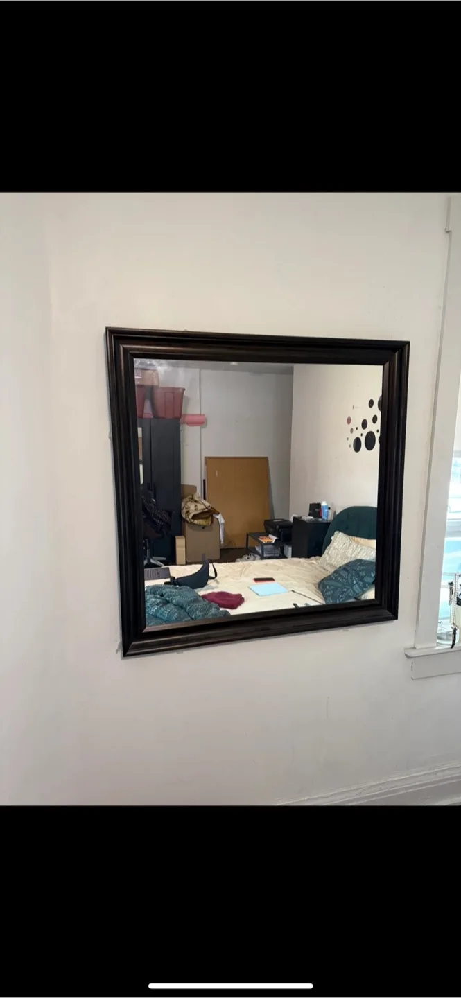 Large Dark Brown Framed Mirror thumbnail