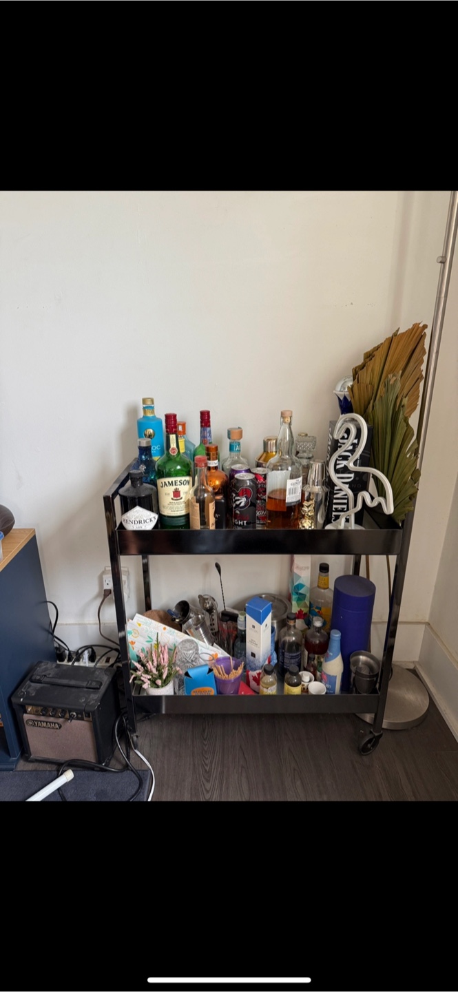 Black Metal Rolling Bar Cart - photo 2