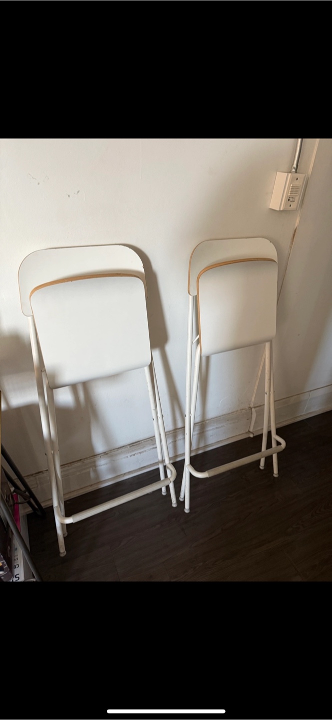 Pair of White Folding Stools - photo 2