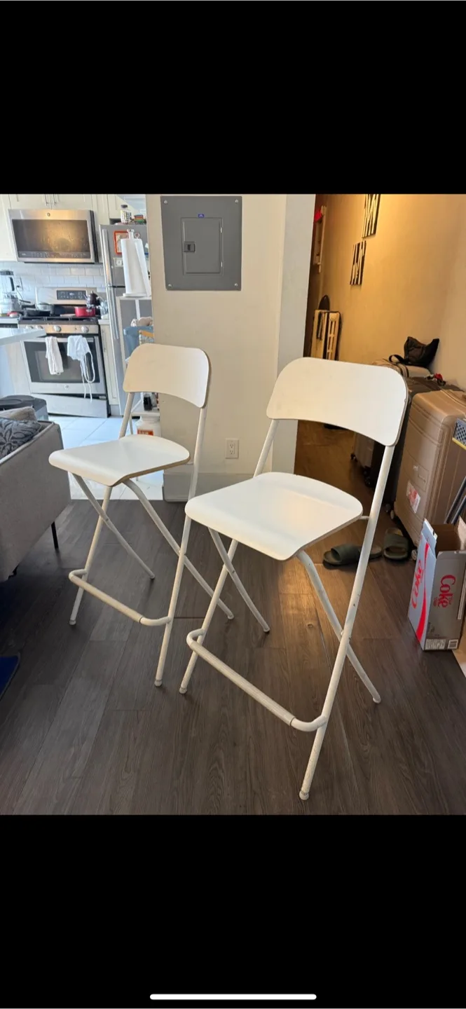 Pair of White Folding Stools thumbnail