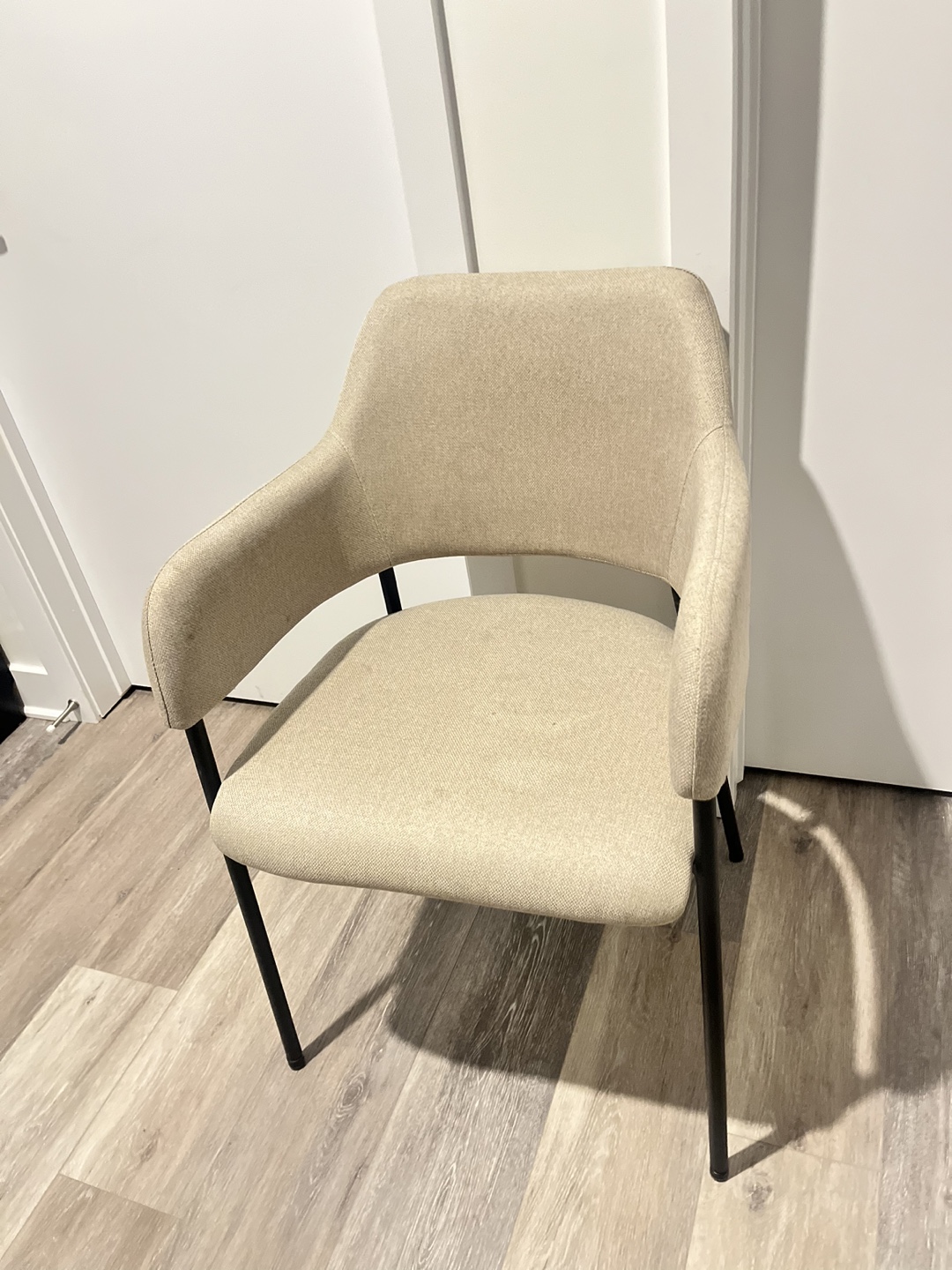 2 Beige Armchairs with Black Legs