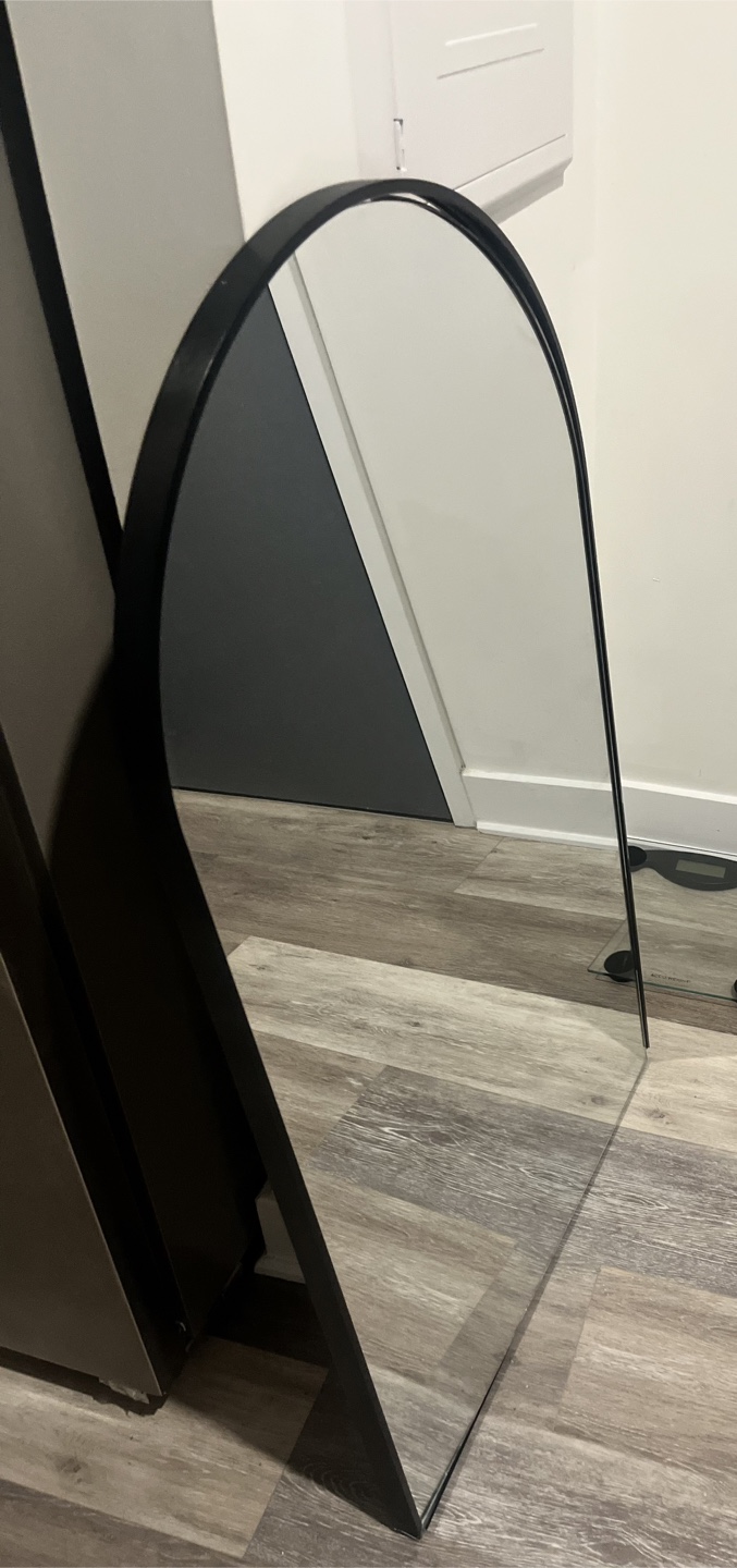Arch Floor Mirror with Black Frame