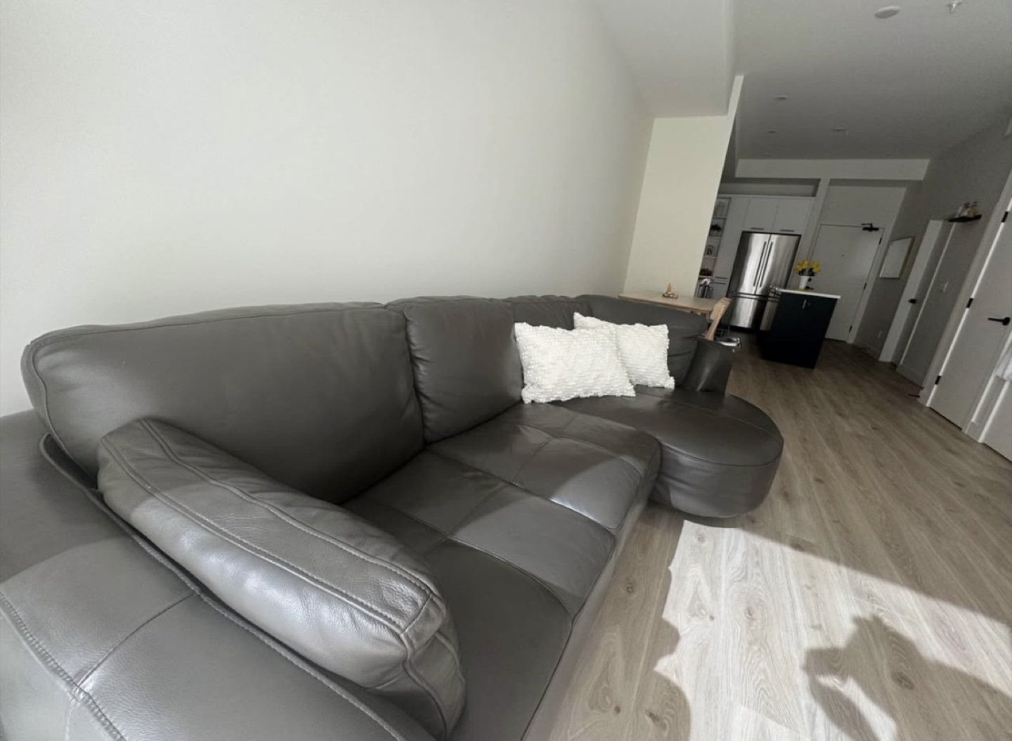 Dark Grey Leather Sectional Sofa