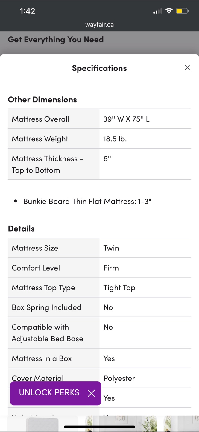 WAYFAIR Twin Firm Mattress - 39" x 75" x 6" - photo 3