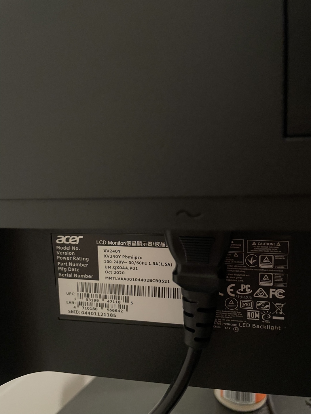 Acer 24" Full HD IPS LCD 1920x1080 gaming monitor - XV240Y - photo 2