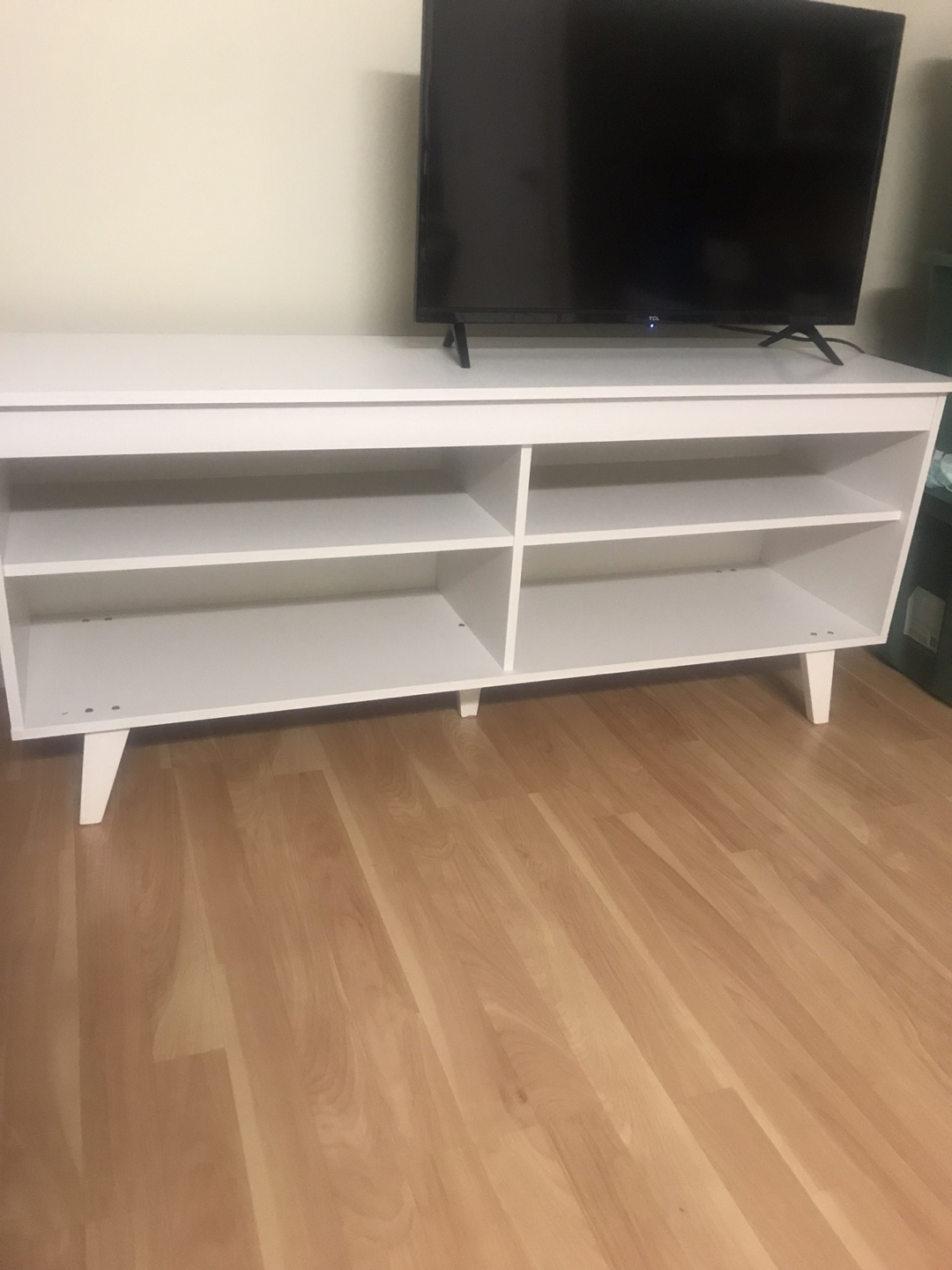 White TV Stand with Shelves