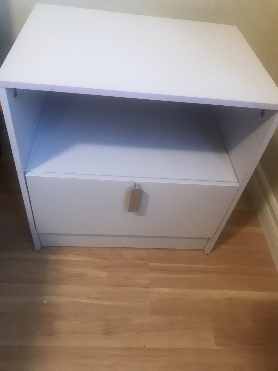 White Nightstand with Drawer and Shelf - photo 4