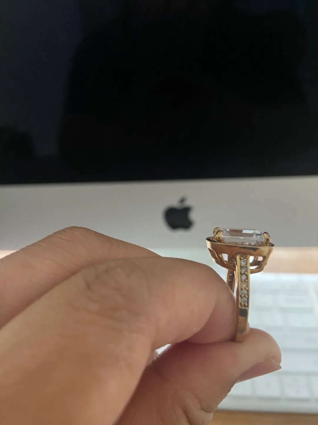 Set! Gold Emerald-Cut CZ Ring / earring image indicator(5)